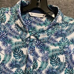 7 Diamonds Golf Polo Shirt Men XL 4 Way Stretch Anti Microbial Wicking Palm Leaf